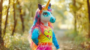 森林中的可爱独角兽人偶