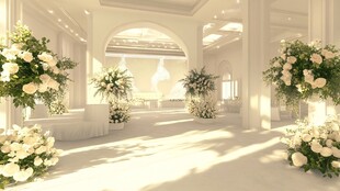 纯白优雅婚礼仪式厅场景