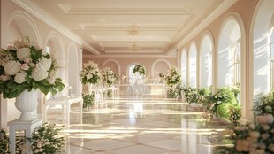 浪漫优雅的花卉婚礼长廊