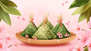 端午佳节的精美粽子摆盘