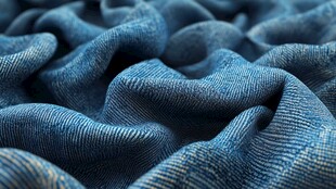 蓝色褶皱牛仔布料特写