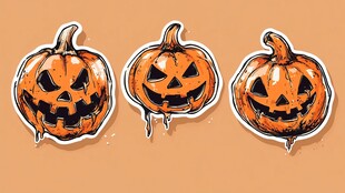 万圣节南瓜贴纸插画