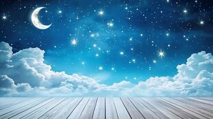 梦幻夜空下的木质露台