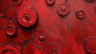 红色齿轮背景纹理