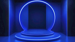 蓝色霓虹舞台空间场景