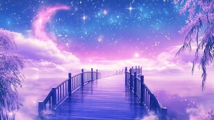 梦幻星空下的云端之桥