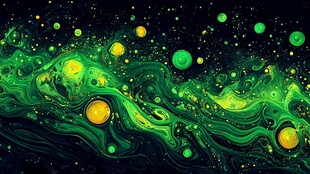 梦幻绿波中的璀璨星球