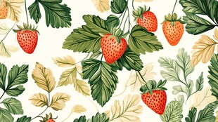 草莓绿叶图案装饰画
