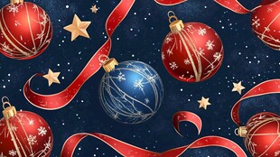 圣诞装饰图案 星星彩带球