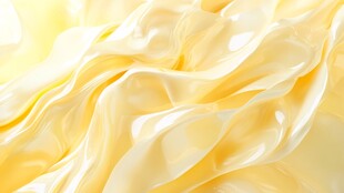 柔滑淡黄色绸缎纹理特写