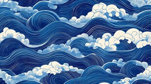 日式传统海浪纹样图案