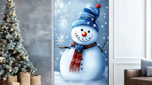 可爱雪人装饰画营造圣诞氛围