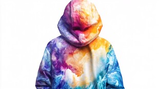 彩色连帽卫衣背影图