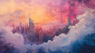 梦幻云端上的绚丽都市