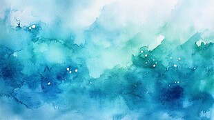 梦幻蓝绿水彩背景纹理