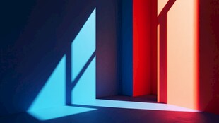 红蓝光影下的几何空间