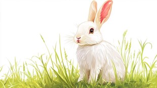 草丛中的可爱白兔