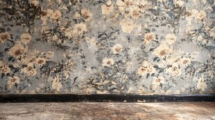 复古花卉墙面与陈旧地面