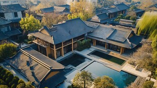中式庭院建筑鸟瞰美景