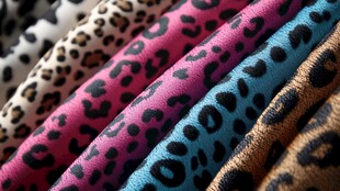 多彩豹纹面料展示