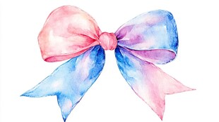 水彩绘梦幻双色蝴蝶结