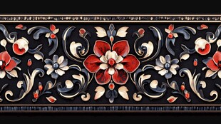 中式古典花卉纹装饰图案