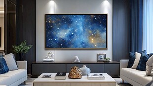 现代客厅的星空装饰画