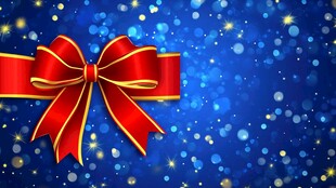 蓝色背景上的红色蝴蝶结