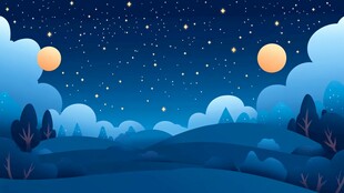 静谧月夜下的梦幻山林景色