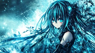 蓝发梦幻动漫少女形象