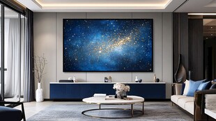 现代客厅的星空艺术背景墙