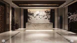 中式奢华酒店大堂接待处