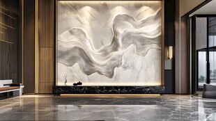 现代奢华客厅水墨风背景墙