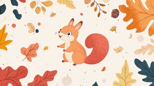 秋日松鼠嬉戏落叶间