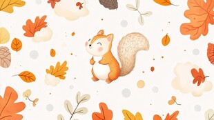 秋日松鼠漫步落叶间