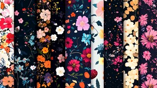 多彩花卉图案布料集合