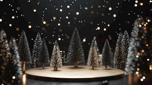 梦幻圣诞雪景中的圣诞树