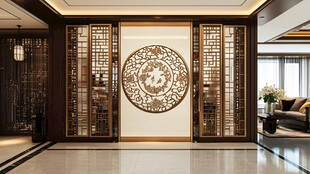 中式精致屏风玄关设计