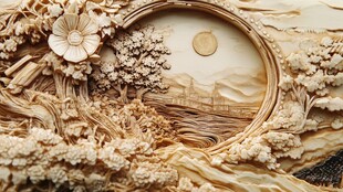 木雕艺术中的精致风景画面