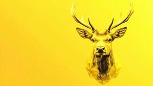 金色几何鹿头 明亮背景