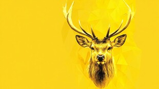 黄色背景上的鹿头插画