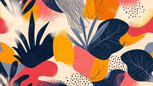 多彩植物抽象图案背景