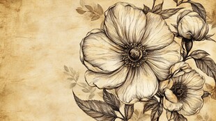 复古花卉手绘艺术插画