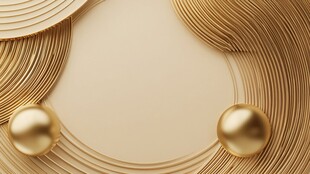 金色立体线条与圆球背景