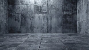 空旷灰暗的混凝土室内空间