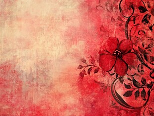 复古红花卉纹理背景图