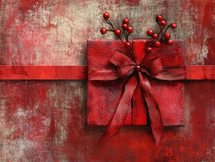 红色礼品盒配精致红丝带