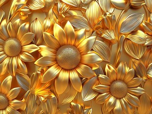 金色立体向日葵花纹图案
