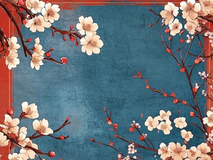 复古风梅花边框背景图