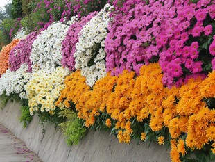 五彩斑斓的花卉墙